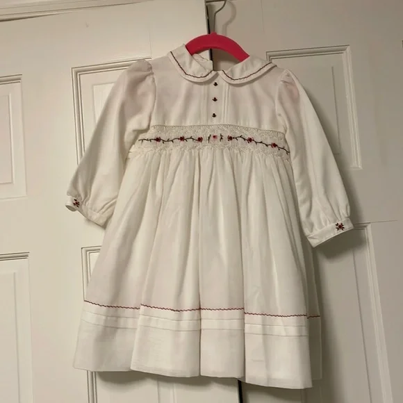 white christmas dresses Sarah Louise White/Red Smocked Dress 011304 – Bella Sienna